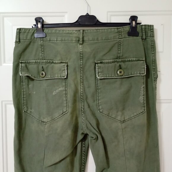 Free People Green Pacific Womens Green Cropped Cotton Pants Size 31 - Picture 7 of 11